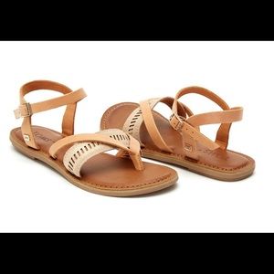 TOMS Sandstorm Leather Metallic Lexie Sandal